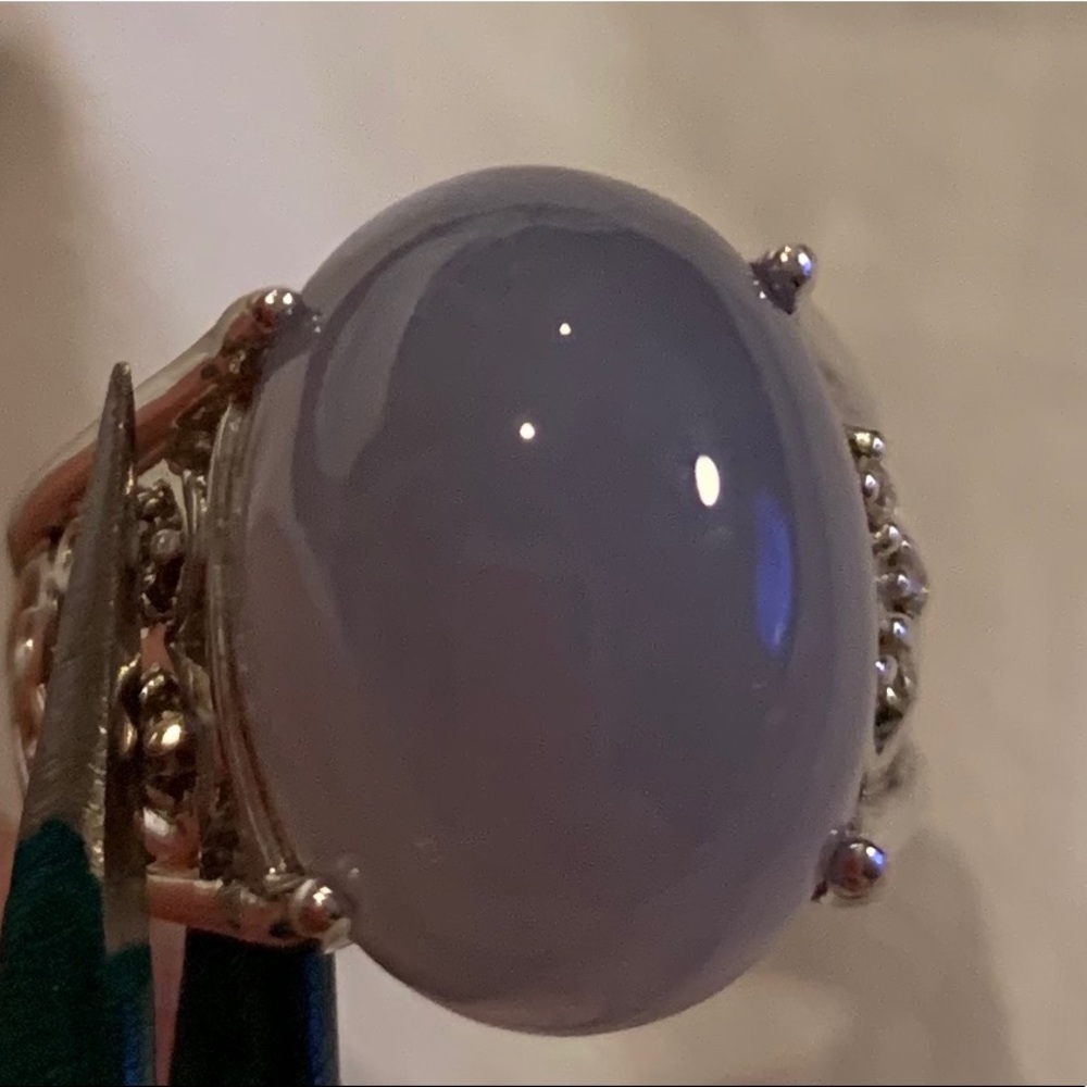 14kt white gold Cabochon Chalcendony diamond